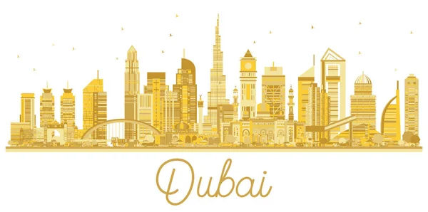 Dubai Emiratos Árabes Unidos skyline silueta dorada . — Vector de stock