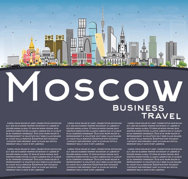 Moskova Rusya manzarası gri binalar, mavi gökyüzü ve kopya Spa