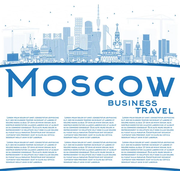 Esquema Moscú Rusia Skyline con edificios azules y espacio de copia — Vector de stock