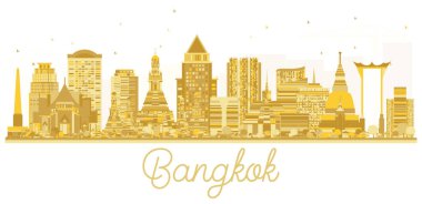 Bangkok şehir manzarası altın siluet.
