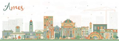 Ames Iowa manzarası renkli binalar.