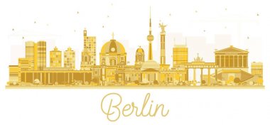 Berlin şehir manzarası altın siluet.