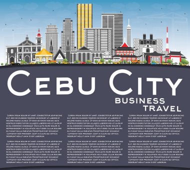 Cebu City, Filipinler manzarası gri binalar, mavi gökyüzü ve 