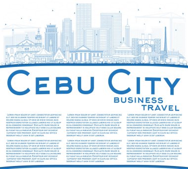 Anahat Cebu City, Filipinler manzarası ile mavi binalar ve Co