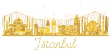 Istanbul şehir manzarası altın siluet.