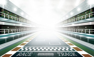 Race Track Arena with Spotlights and Finish Line. clipart