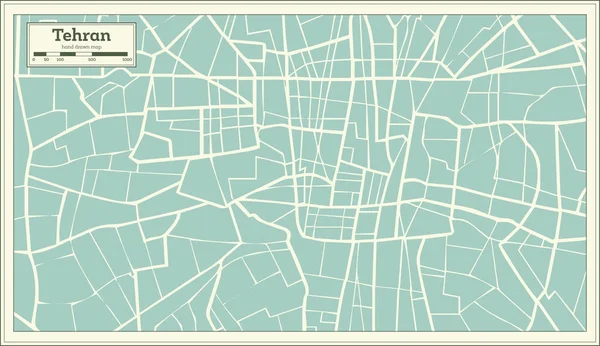 Карта Тегерана в стиле ретро . — стоковый вектор