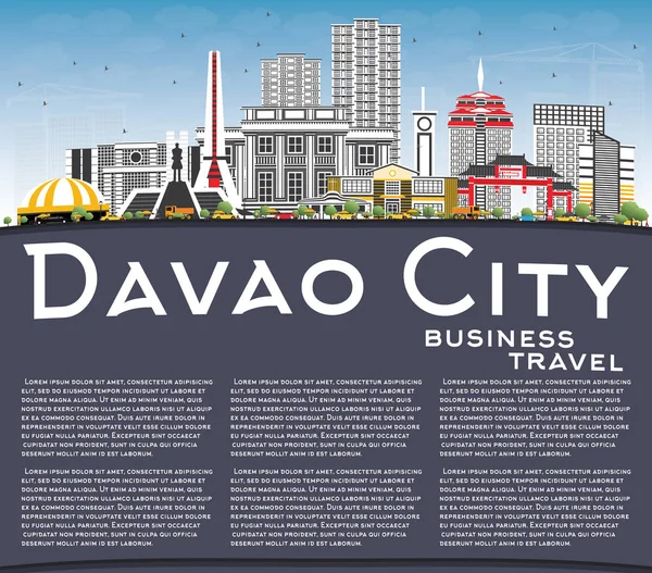 Davao City Filipinler manzarası gri binalar, mavi gökyüzü ve