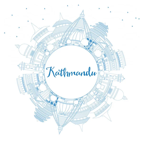 Anahat Katmandu manzarası ile mavi binalar ve kopya alanı.