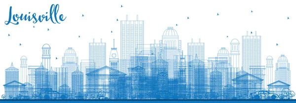 Esquema Louisville Skyline con edificios azules . — Vector de stock
