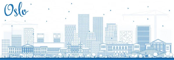 Esquema Oslo Noruega Skyline con edificios azules . — Vector de stock