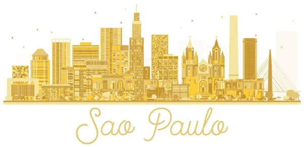 Sao Paulo City skyline silueta dorada . — Vector de stock