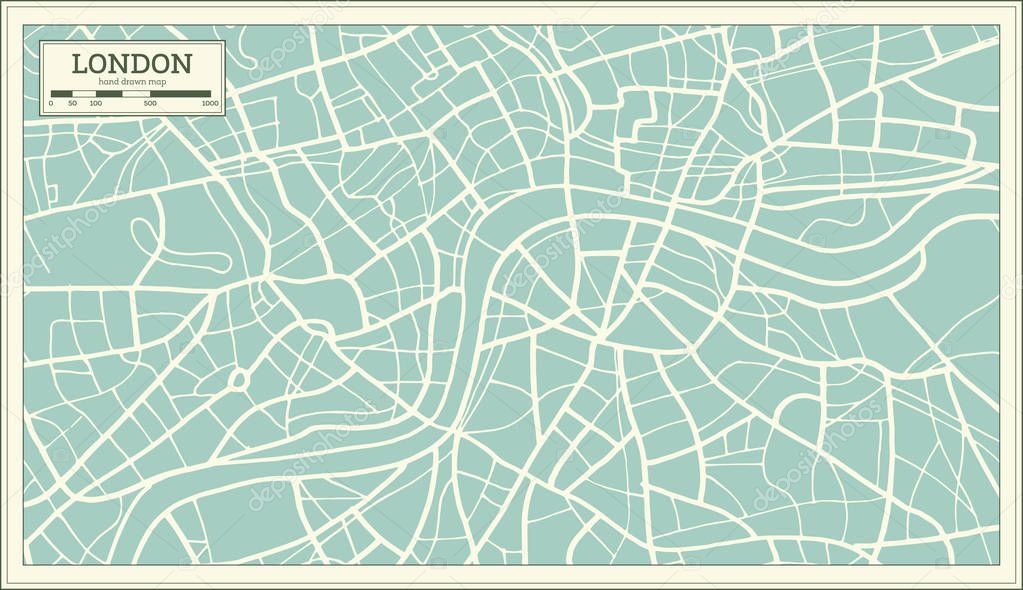 London Map in Retro Style.