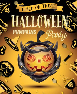 Cadılar Bayramı Balkabağı zırh ile parti el ilanı. 