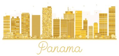 Panama City skyline altın siluet.