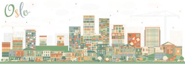 Oslo Norveç manzarası ile renk binalar.