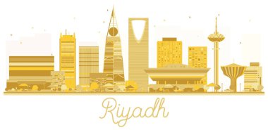 Riyad şehir manzarası altın siluet.