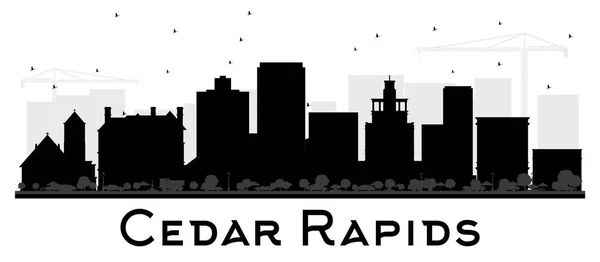 Cedar Rapids Iowa skyline silueta en blanco y negro . — Vector de stock
