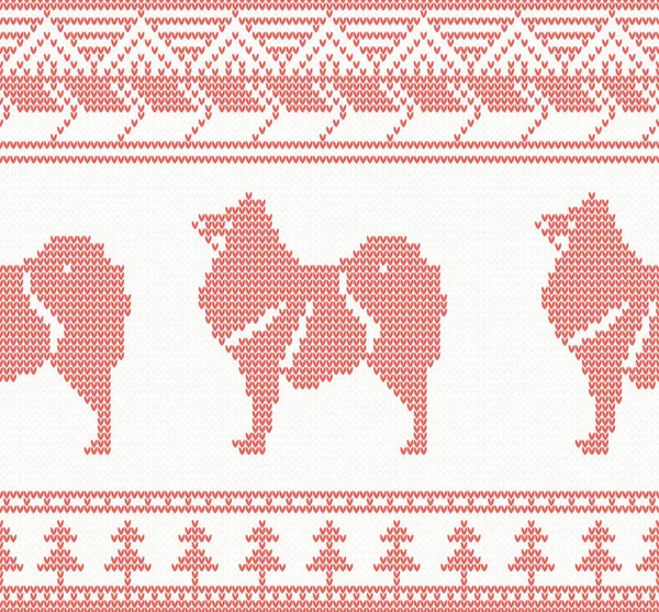 Patrón sin costura para perros de punto en color rojo . — Vector de stock