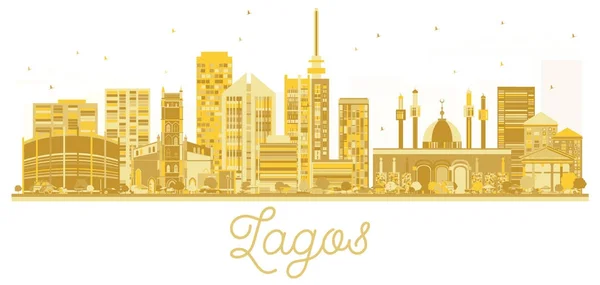 Lagos City skyline gyllene siluett. — Stock vektor