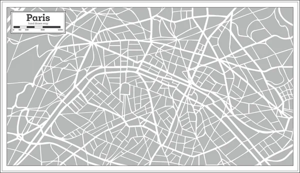 Mapa de París en estilo retro. Dibujado a mano . — Archivo Imágenes Vectoriales