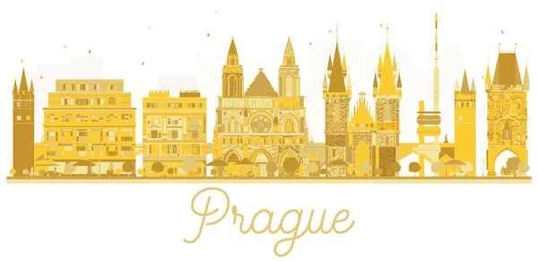 Prague City skyline gouden silhouet. — Stockvector