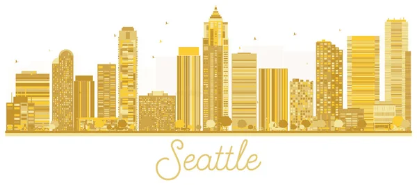 Seattle stad skyline gouden silhouet. — Stockvector