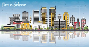 Dar Es Salaam Tanzanya manzarası renkli binalar, gökyüzü mavi bir