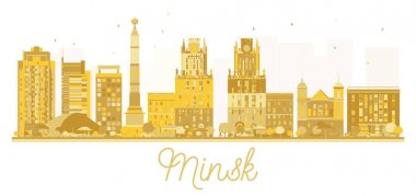Minsk Beyaz Rusya manzarası altın siluet.