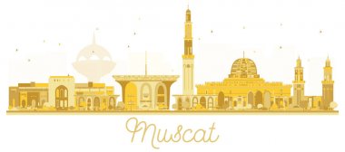 Muscat Umman şehir manzarası altın siluet.