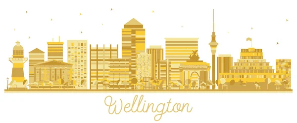 Wellington Nueva Zelanda skyline silueta de oro . — Vector de stock