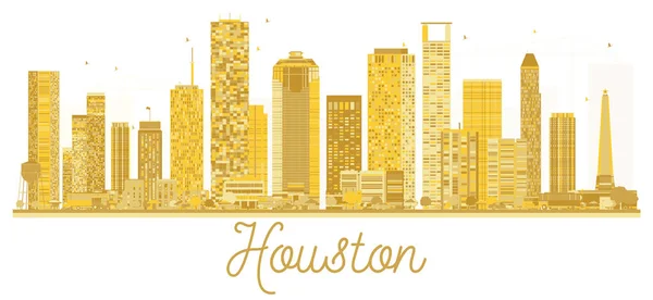 Houston ABD şehir manzarası altın siluet. — Stok Vektör