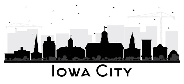 Línea del horizonte de Iowa City silueta en blanco y negro . — Vector de stock