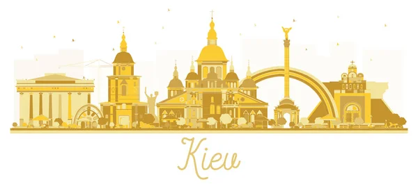 Kiev Ucrania Ciudad skyline silueta dorada . — Archivo Imágenes Vectoriales