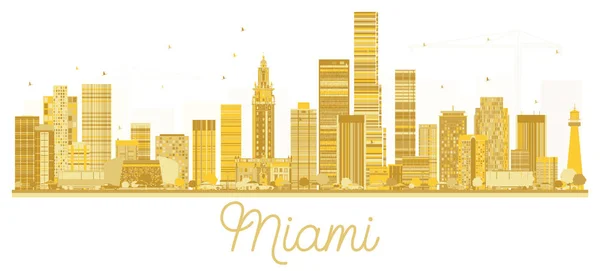 Miami EUA Cidade skyline silhueta dourada . — Vetor de Stock