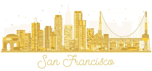 San Francisco Usa City skyline gouden silhouet. — Stockvector