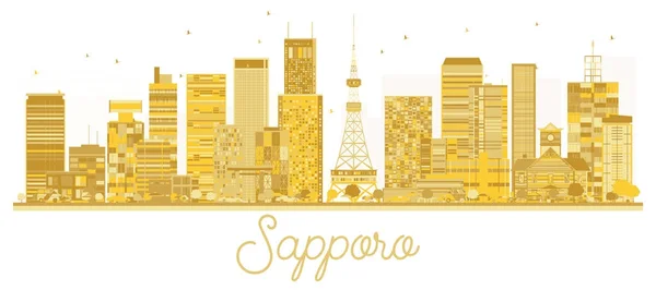 Sapporo Japan City skyline silueta dorada . — Vector de stock