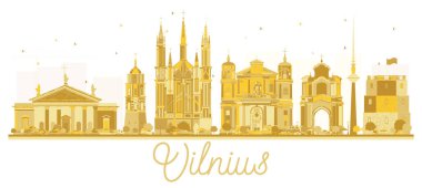 Vilnius Litvanya şehir manzarası altın siluet.