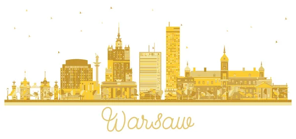 Goldene Silhouette der Stadt Warschau. — Stockvektor