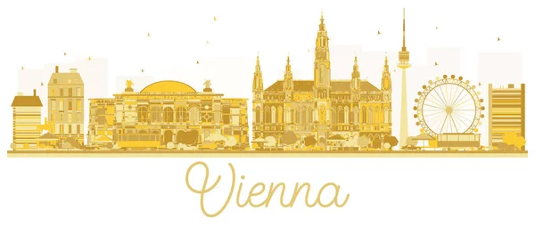 Wiener Skyline goldene Silhouette. — Stockvektor