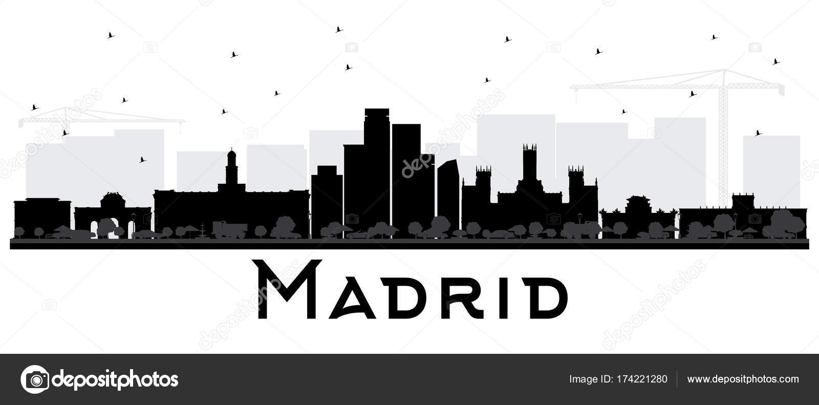 Madrid Spain Skyline Black And White Silhouette Vector Image By C Booblgum Vector Stock 174221280