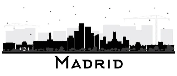 Madrid Espanha Skyline silhueta preto e branco . — Vetor de Stock