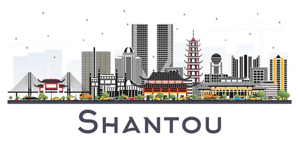 Shantou China Skyline с серыми зданиями, изолированными на белой спине — стоковый вектор