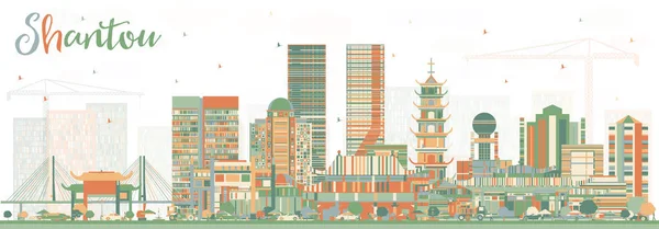 Shantou China Skyline con edificios de color . — Vector de stock