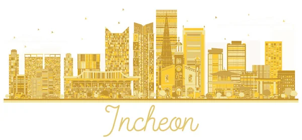 Incheon City skyline silueta dorada . — Vector de stock