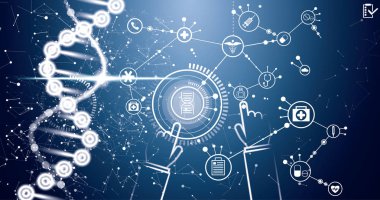 Tıp ve bilim arka plan Dna molekül yapısı ile. Med