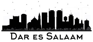 Dar Es Salaam Tanzanya manzarası siyah ve beyaz siluet.