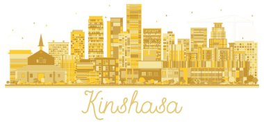 Kinshasa Kongo şehir manzarası altın siluet yansımaları ile.
