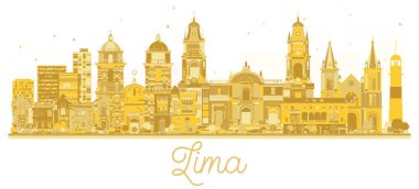 Lima Peru şehir manzarası altın siluet.