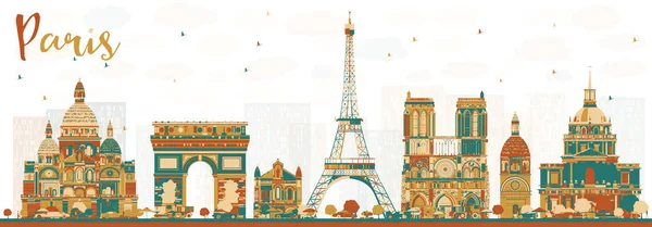 París Francia Skyline con puntos de referencia de color . — Vector de stock